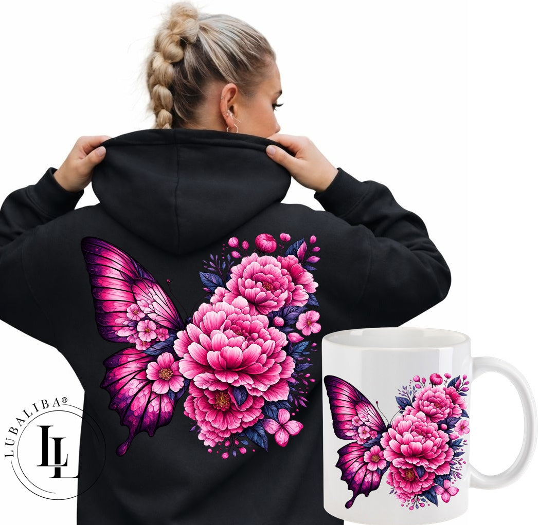 Unisex Hoodie Farbwahl " Wonderfly Jana Pink " MotivNr.: DPD