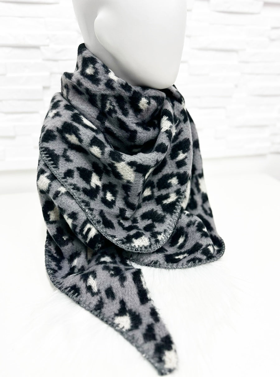 Dreieckstuch XXL  LEO STYLE-GRAU