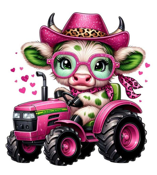 " Pink Traktor mit Kuh " ArtNr.: KDP