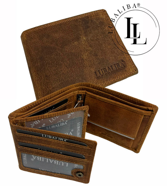 Portefeuille en cuir véritable marron "Enzo" LUBALIBA®