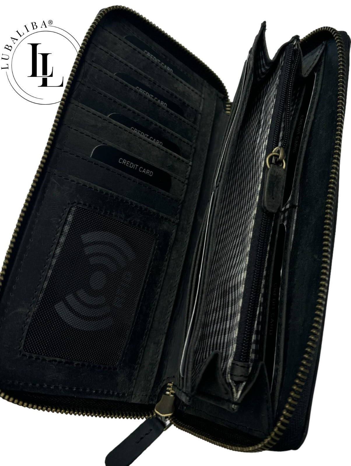 Portefeuille Lubaliba "Sienna" en cuir véritable