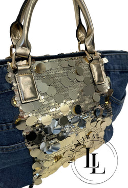 Jeans- Style Handtasche Tasche Gold