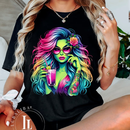 T-shirt unisexe "Fleur verte" Noir Numéro d'article : DAS