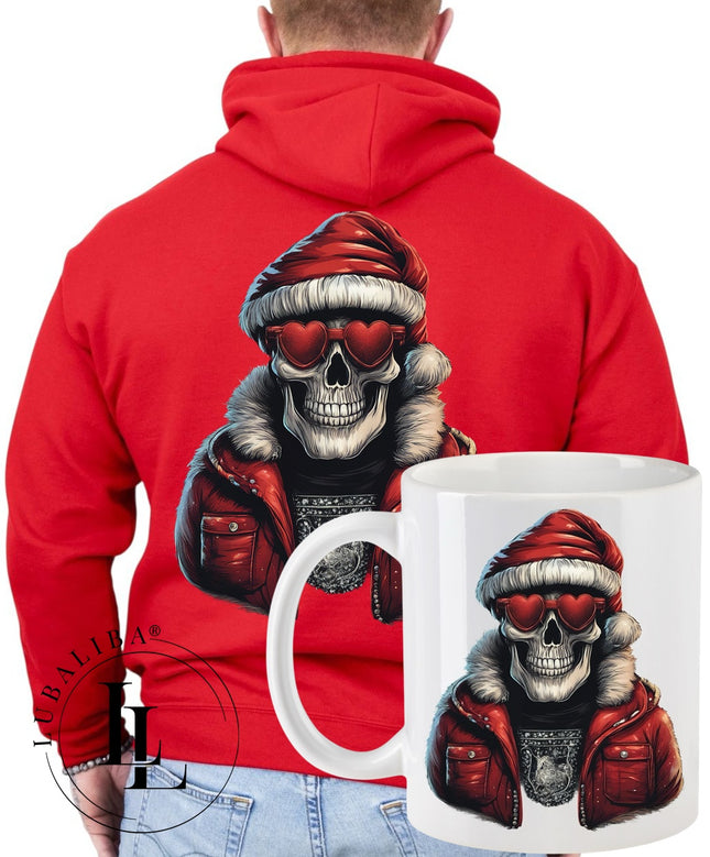 Hoodie Rot + TASSE " SKULL CHRISTMAS MAN " ArtNr.: WMS