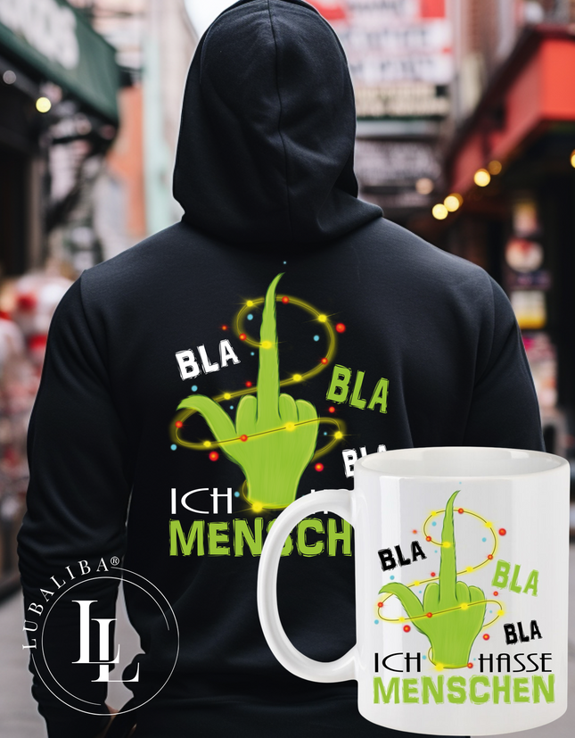 Hoodie Schwarz + TASSE " Ich Hasse Weihnachten Tasse Keramik Motiv: WTR