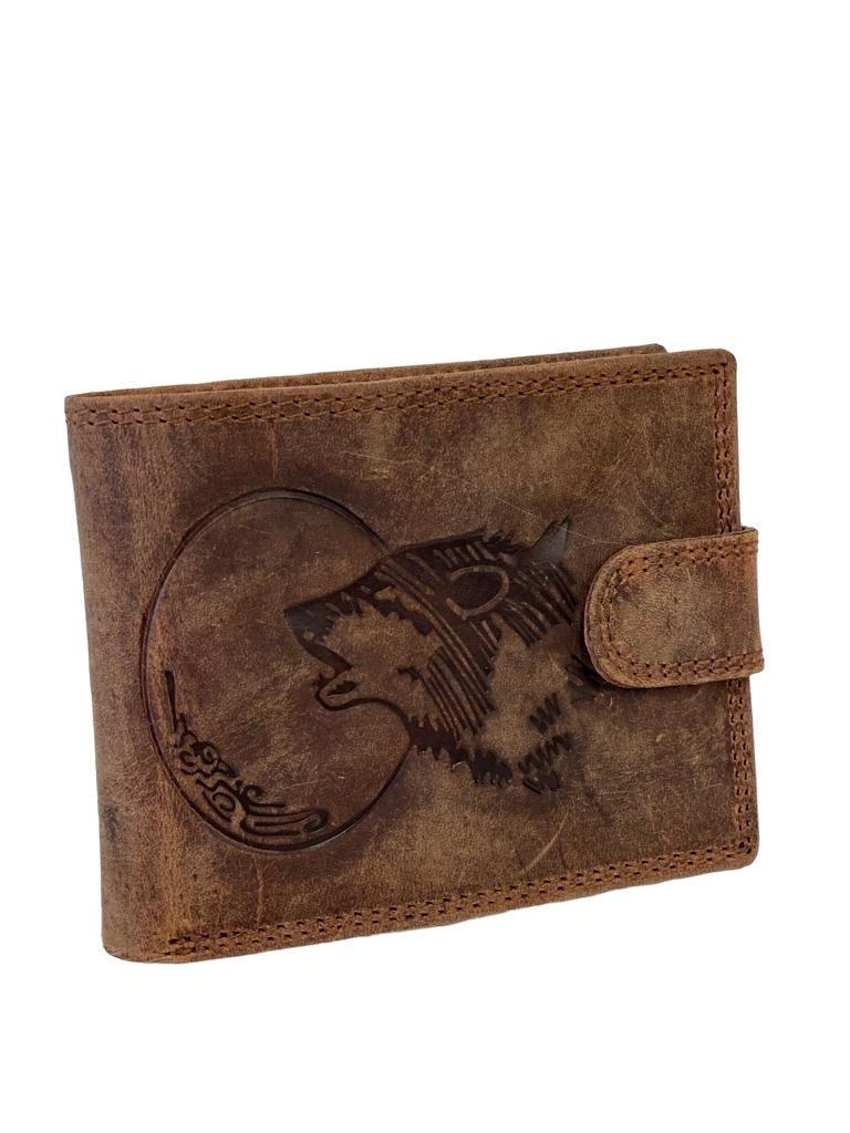 Leder Portemonnaie Wolf