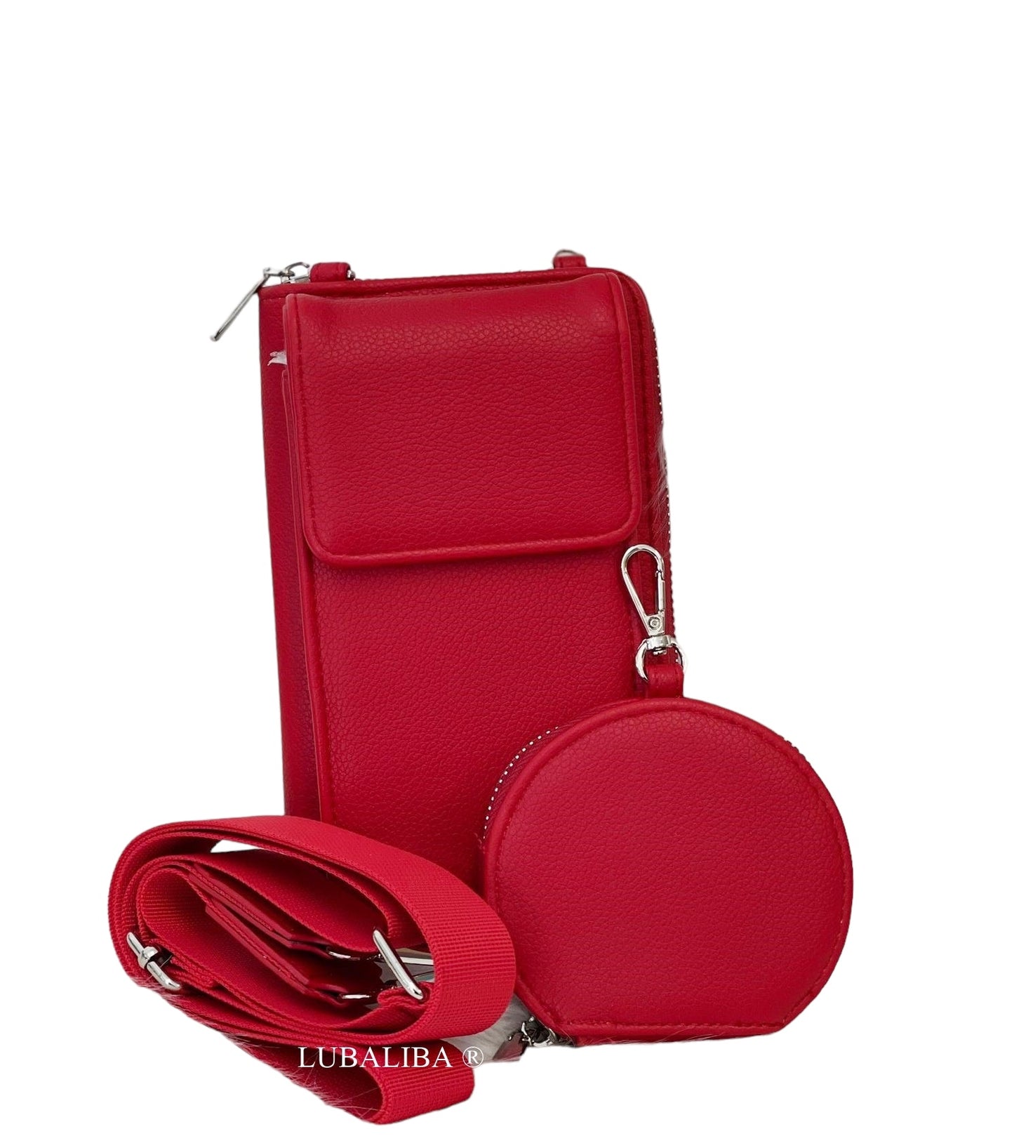 Stylische Handytasche Portemonnaie 3 in 1 Umhängetasche ROT mit Wunschnamen