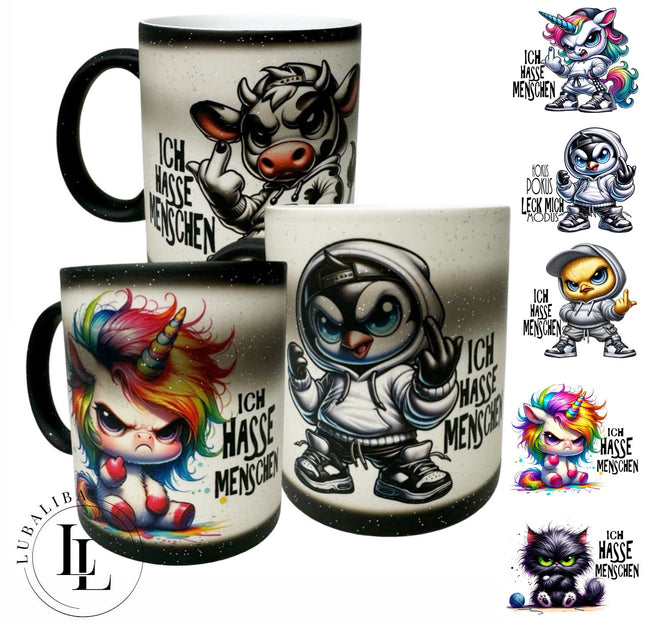 Die "Zaubertasse" Schwarz Wahl aus über 70 Animal Motiven
