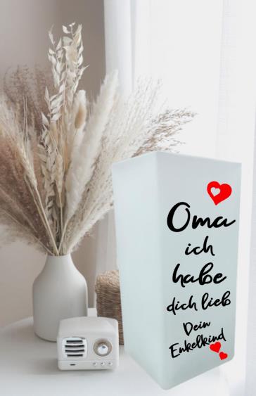 Lampe 2 WAHL  "Oma schwarz/rot ich habe dich lieb, Dein Enkelkind"