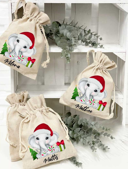 Jute Säckchen Weihnachten Cute Elefant Boy/mit Wunschname