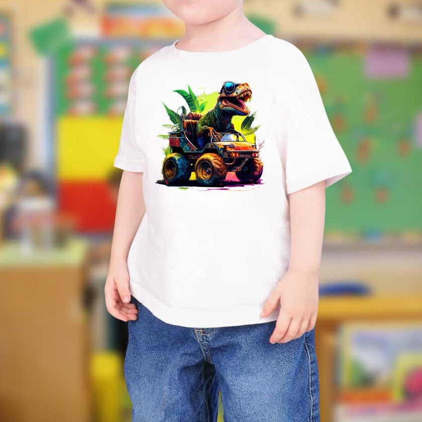 Kinder T-Shirt Dino/Chrash-weiß