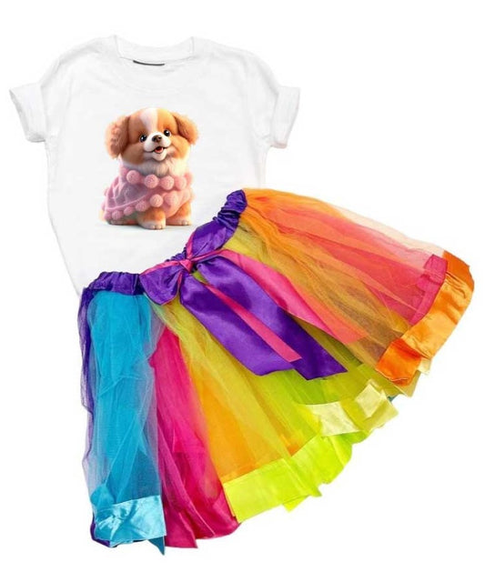 T-Shirt-weiß  /Tütü 2er Set Hund/Bella