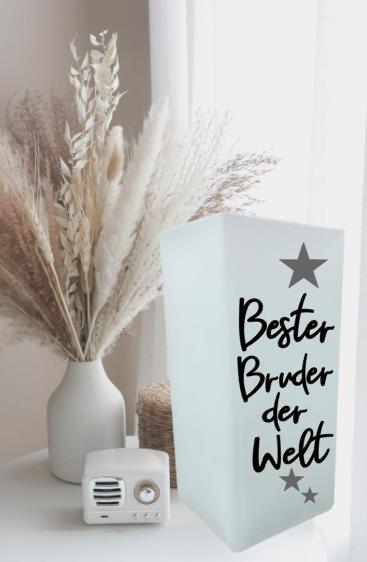 Lampe 2WAHL "Bester BRUDER der Welt" schwarz/grau/stern
