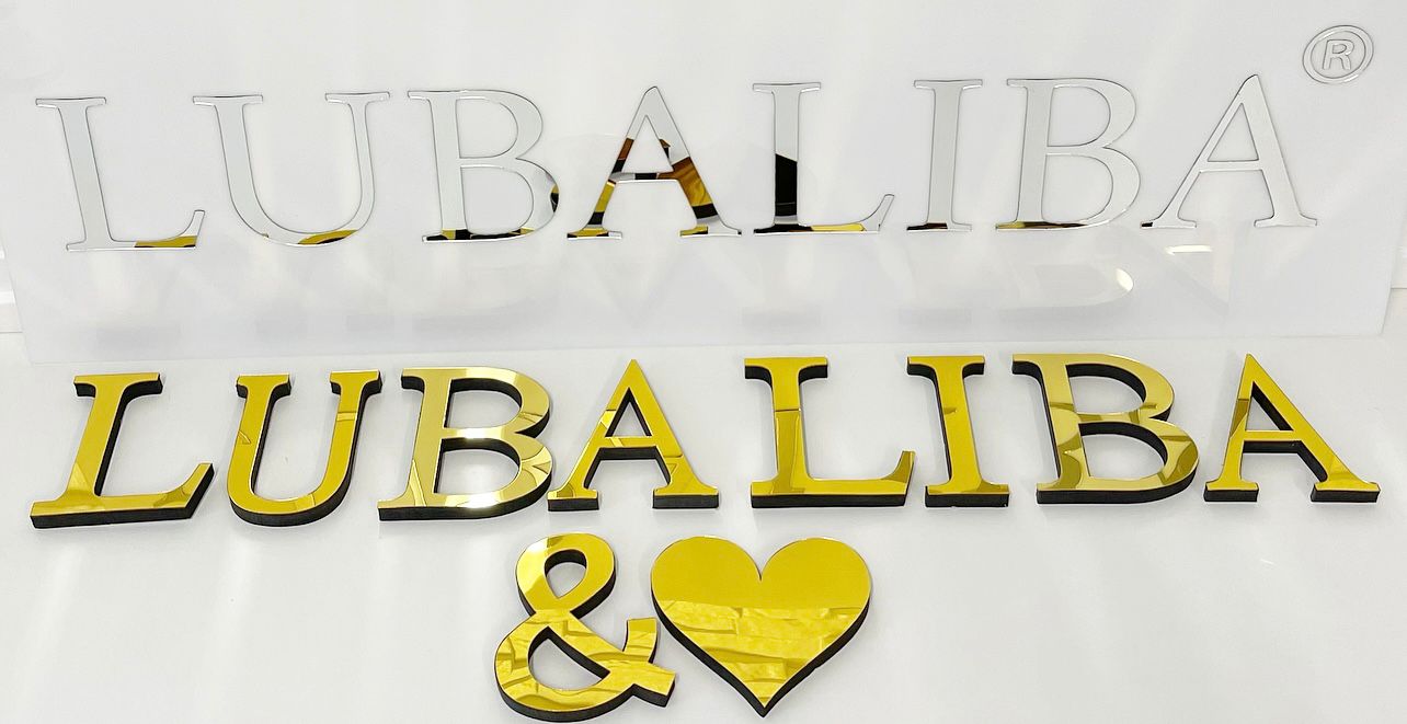 Acryl Spiegel Buchstaben Deko 3D/Gold