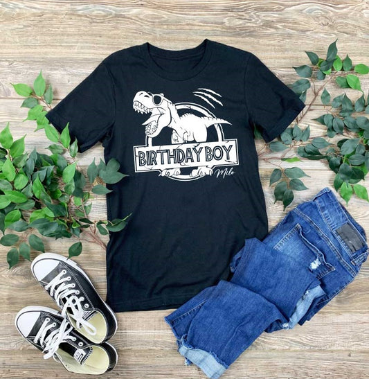Kinder T-Shirt-schwarz Dinosaurier BIRTHDAY BOY