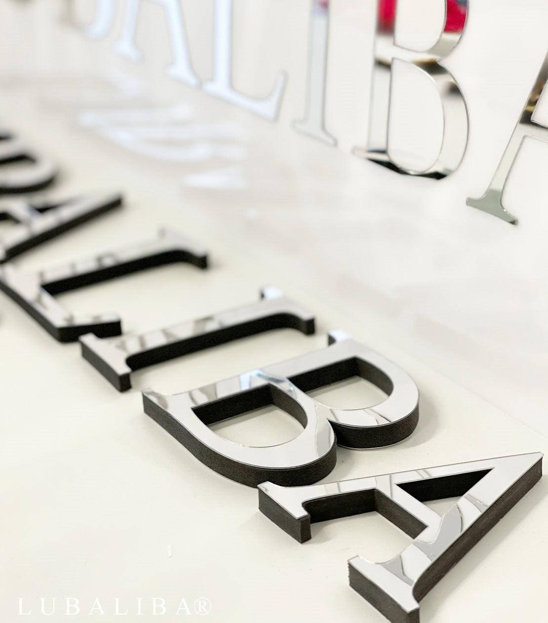 Acryl Spiegel Buchstaben Deko 3D/Silber