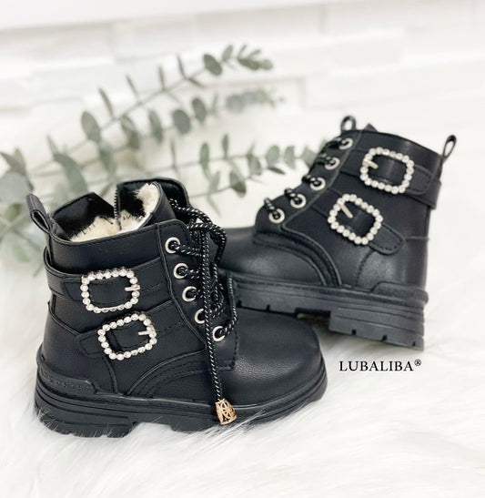 Winter Girls/Glitter/Schwarz Kinderschuhe Boots gefüttert