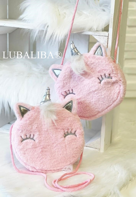 Süße Glitter "EINHORN"ROSA/SILBER  Kinder Handtasche/RUND