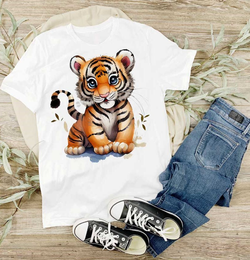 Kinder T-Shirt Tiger/Mashi-weiß