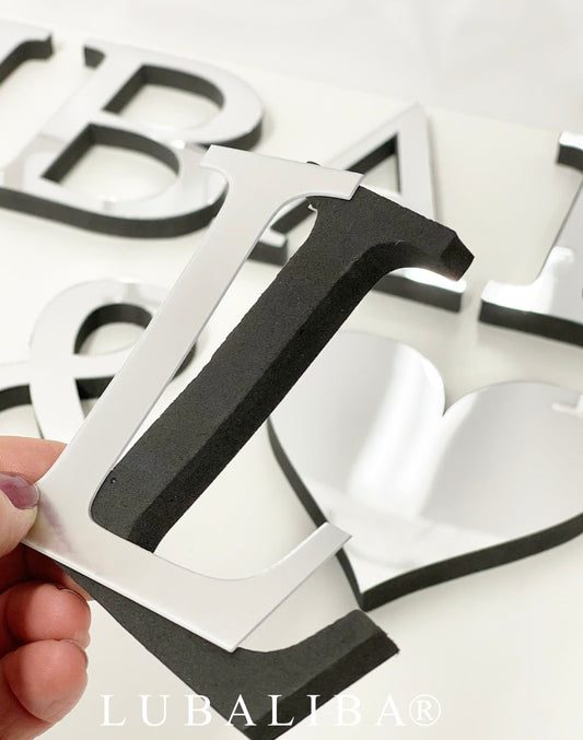 Acryl Spiegel Buchstaben Deko 3D/Silber