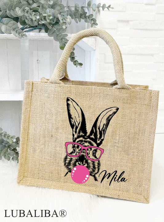Ostertasche mit Namen Bunny BubbelGum/PINK mit Wunschnamen