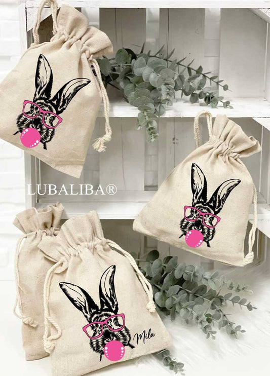 Ostersäckchen Bunny BubbelGum/Pink mit Wunschnamen