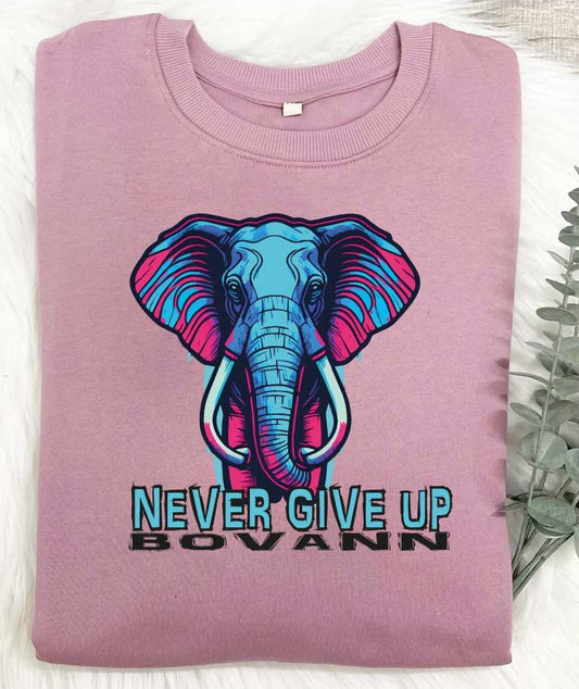 BOVANN ☆Never Give Up☆ Sweatshirt/Purple Rose