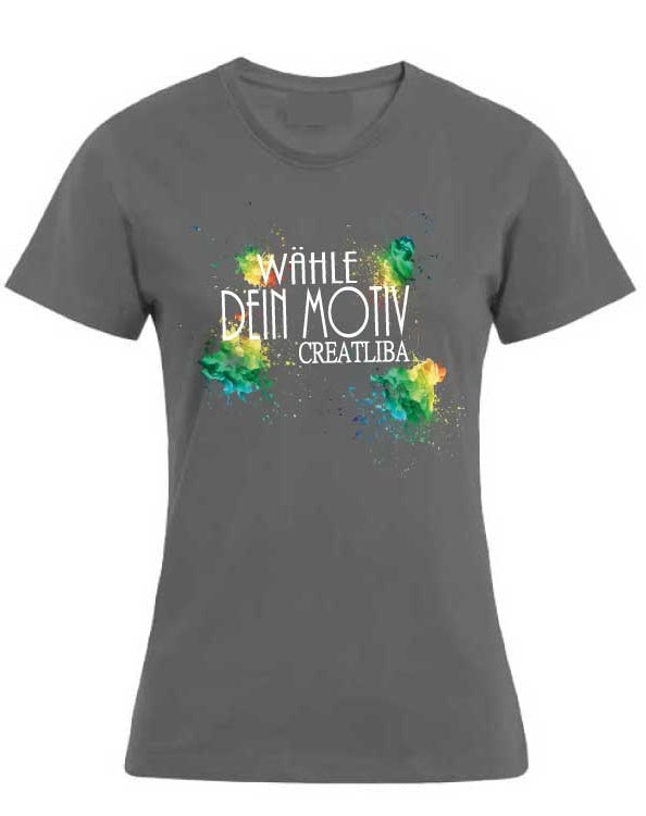 CREATLIBA Damen T-SHIRT Tailliert Weiß/Schwarz/Grau