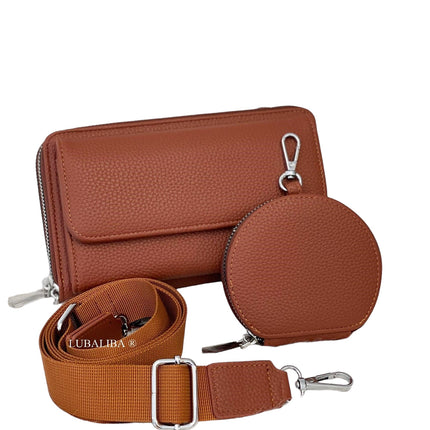 PERMA-SERIES Étui portefeuille élégant pour téléphone portable, sac à bandoulière 3 en 1 en 19 couleurs